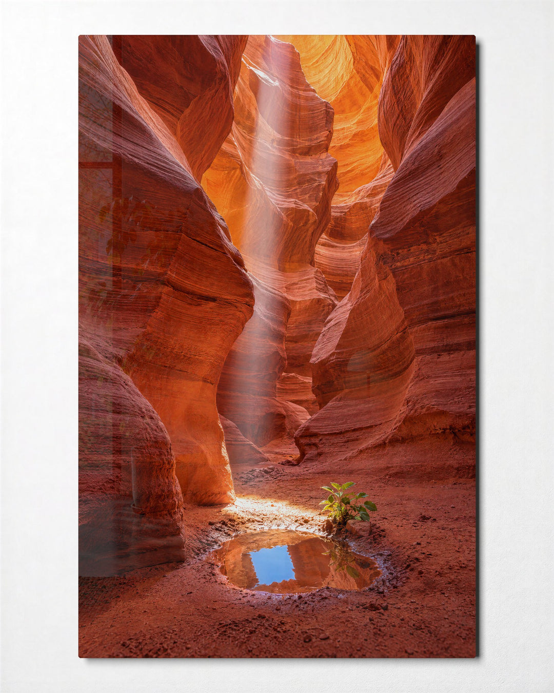 Narrow Walls, One Bright Beam glass wall art, front view