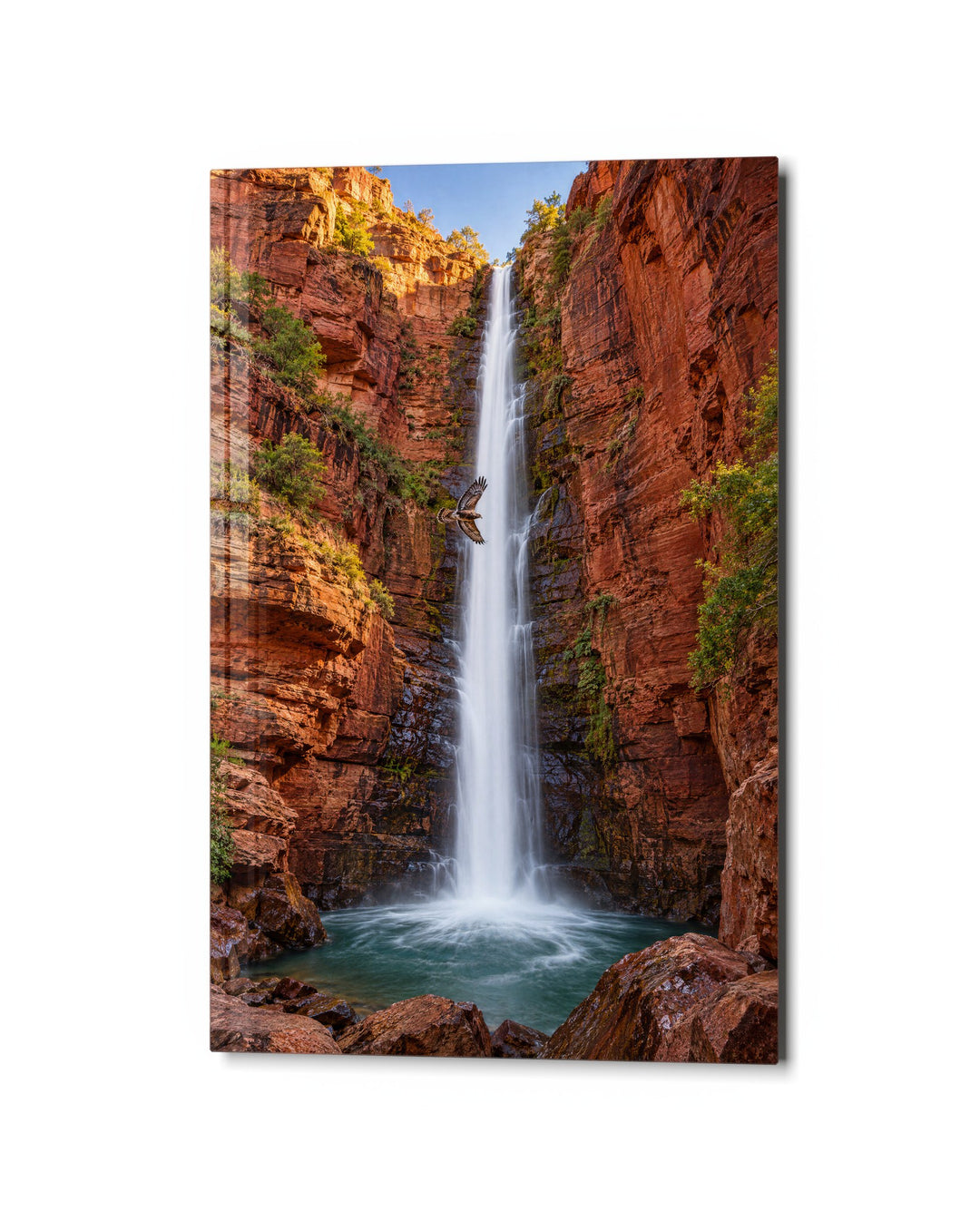 Thin Fall, Blue Pool glass wall art, studio view