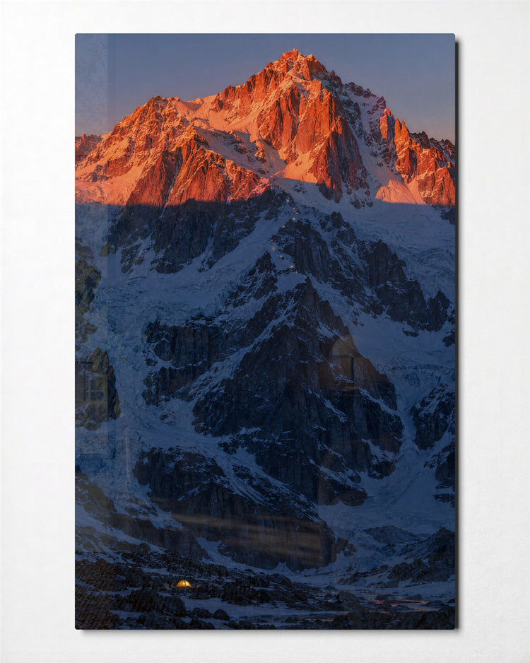 Orange on the Summit glass wall art, front view