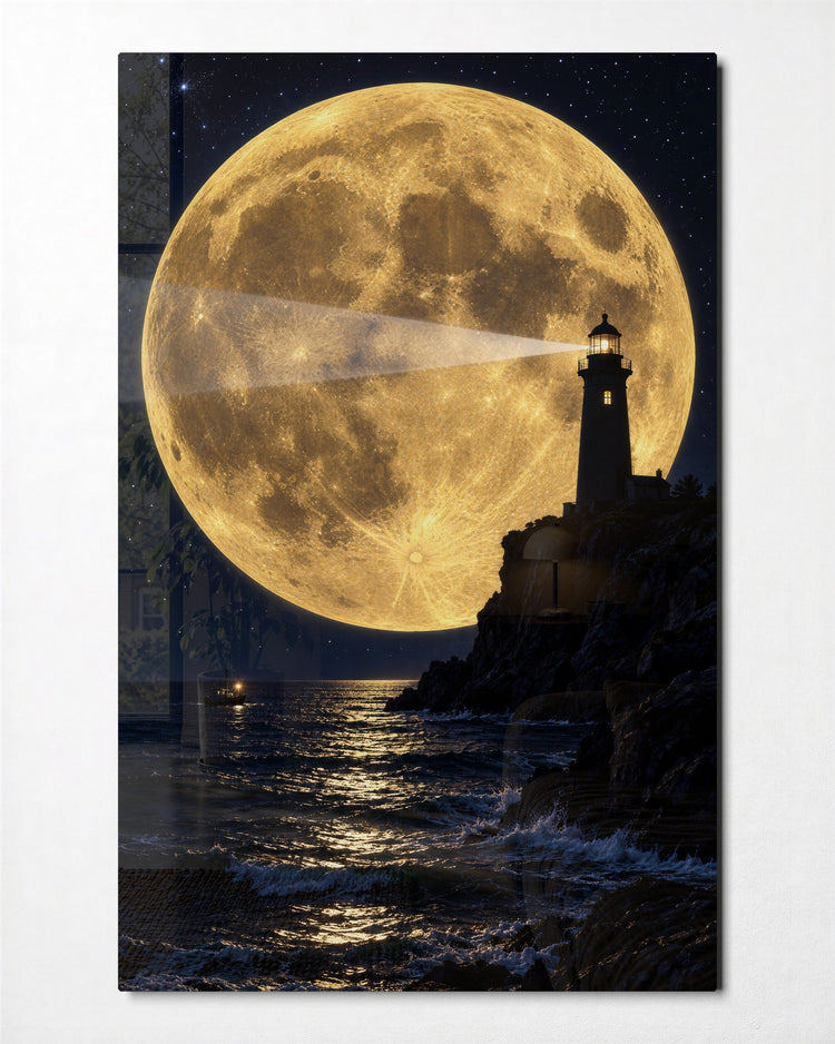 Beam Toward a Yellow Giant glass wall art, front view