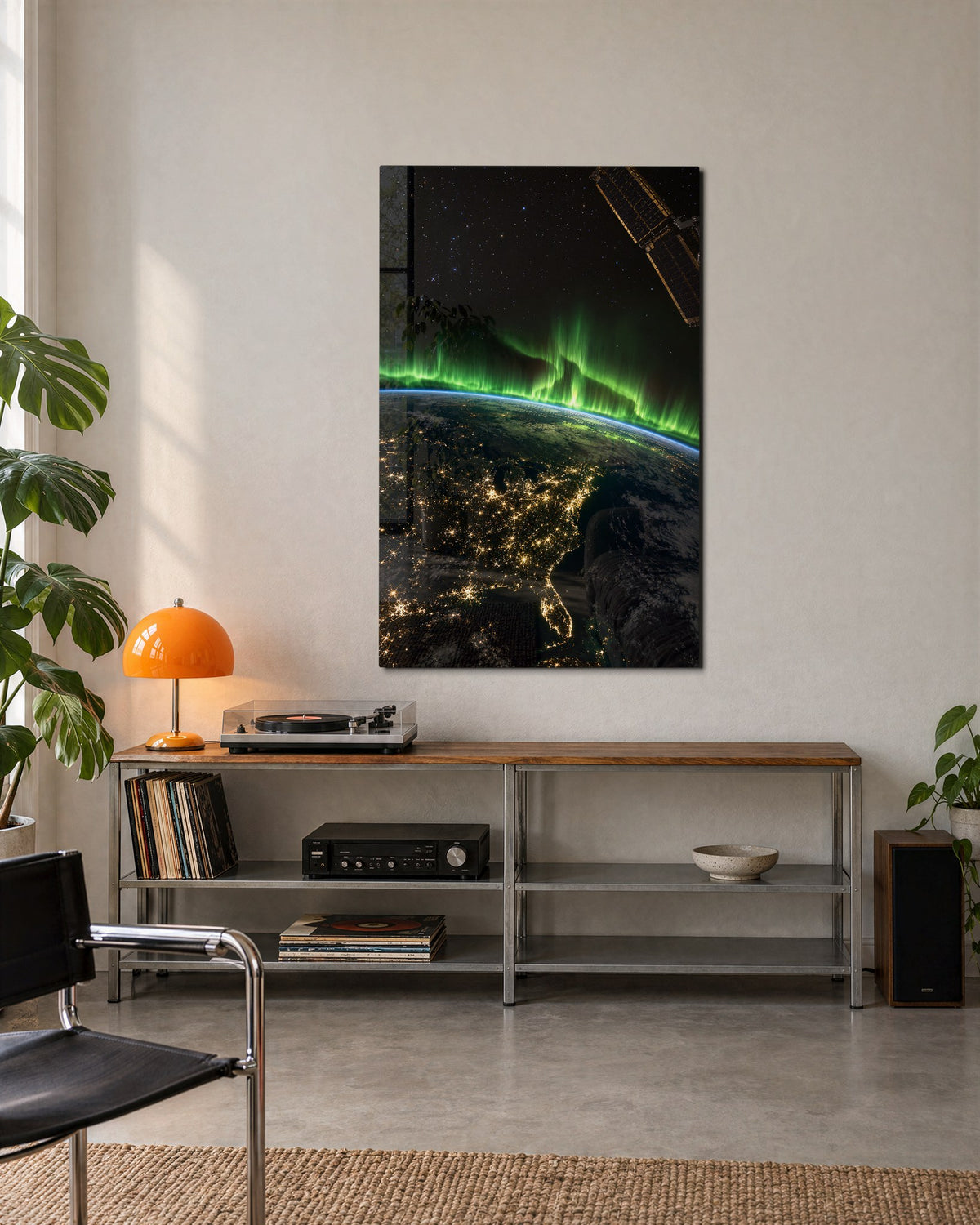 Light Along the Curve glass wall art, lifestyle view