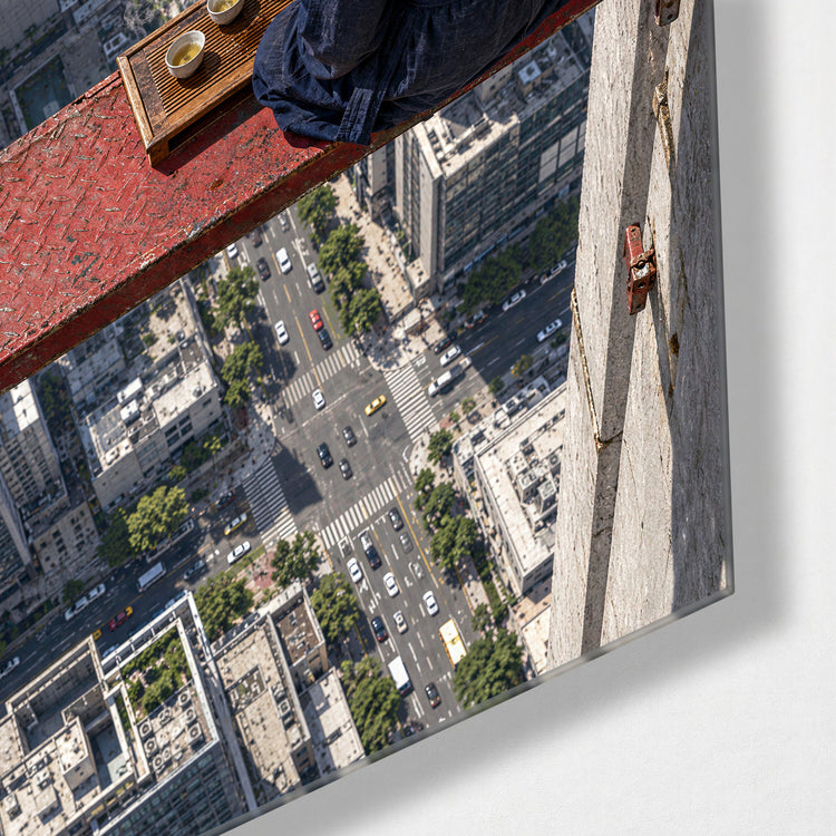 Ledge, Tray, Pot glass wall art, corner view
