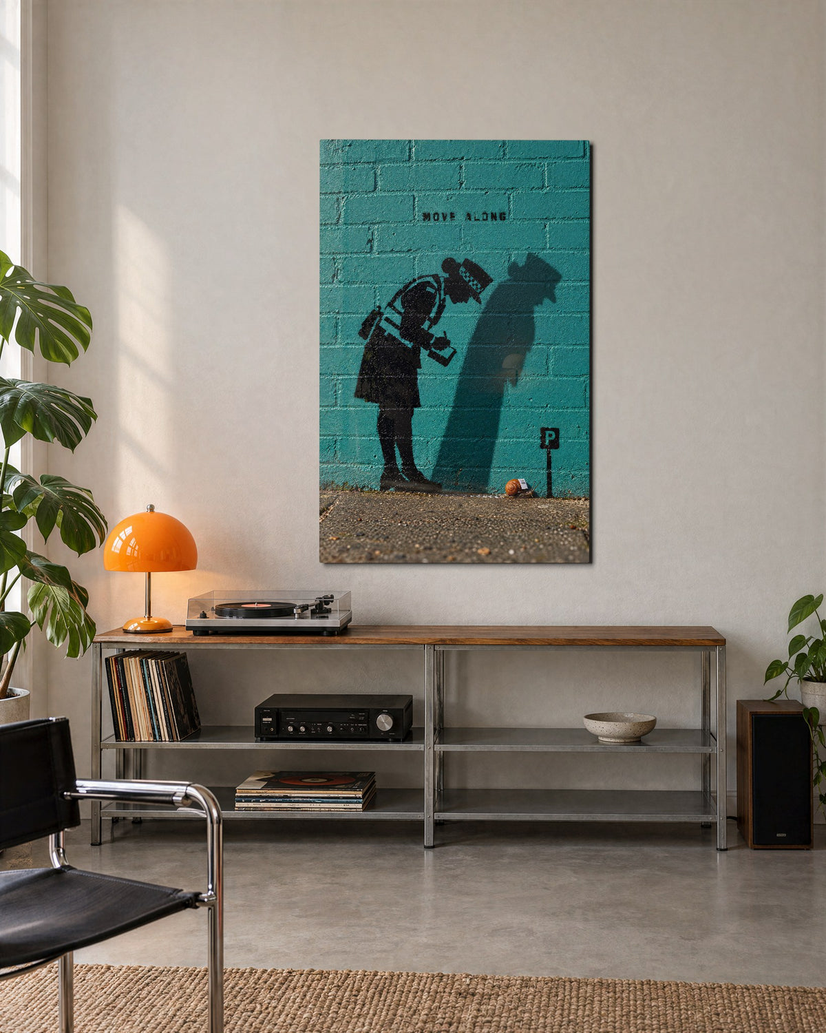 Parking Ticket for a Snail glass wall art, lifestyle view