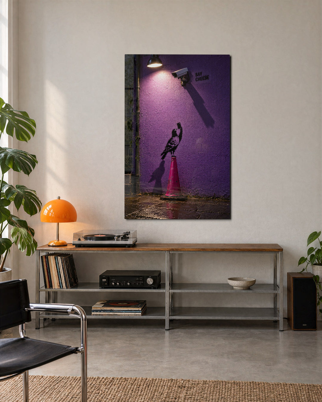 Smile for the Lens glass wall art, lifestyle view