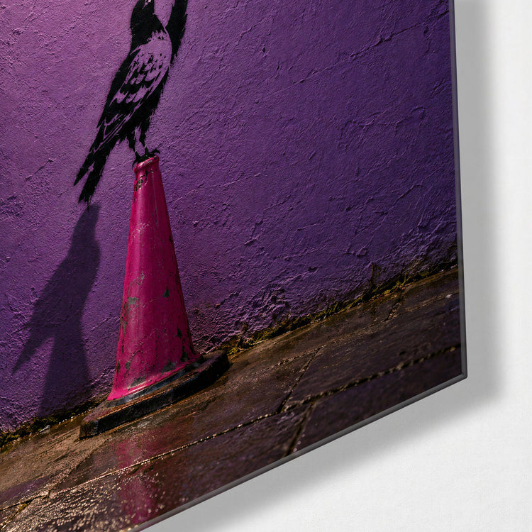 Smile for the Lens glass wall art, corner view