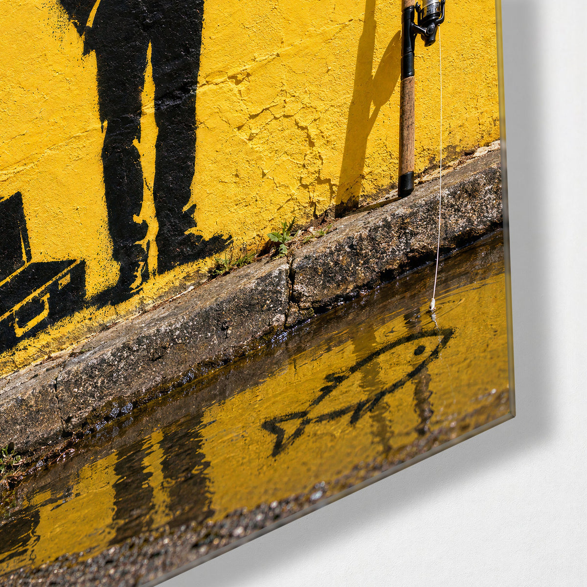 Out of Office, Suit On glass wall art, corner view