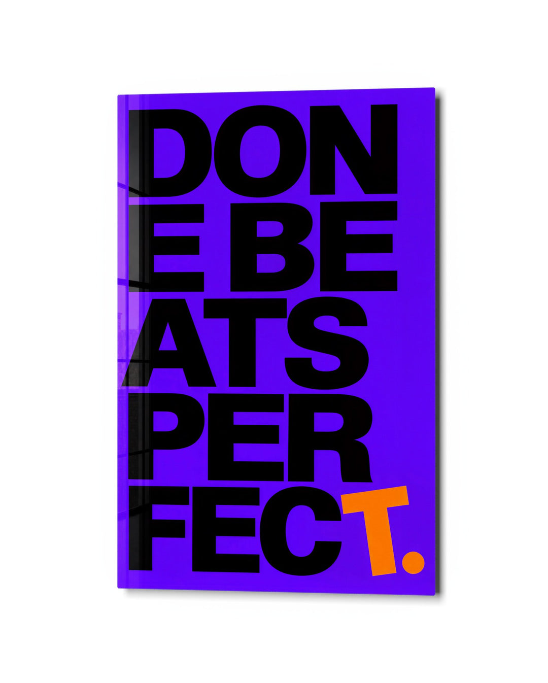 Black Type, Violet Box glass wall art, studio view