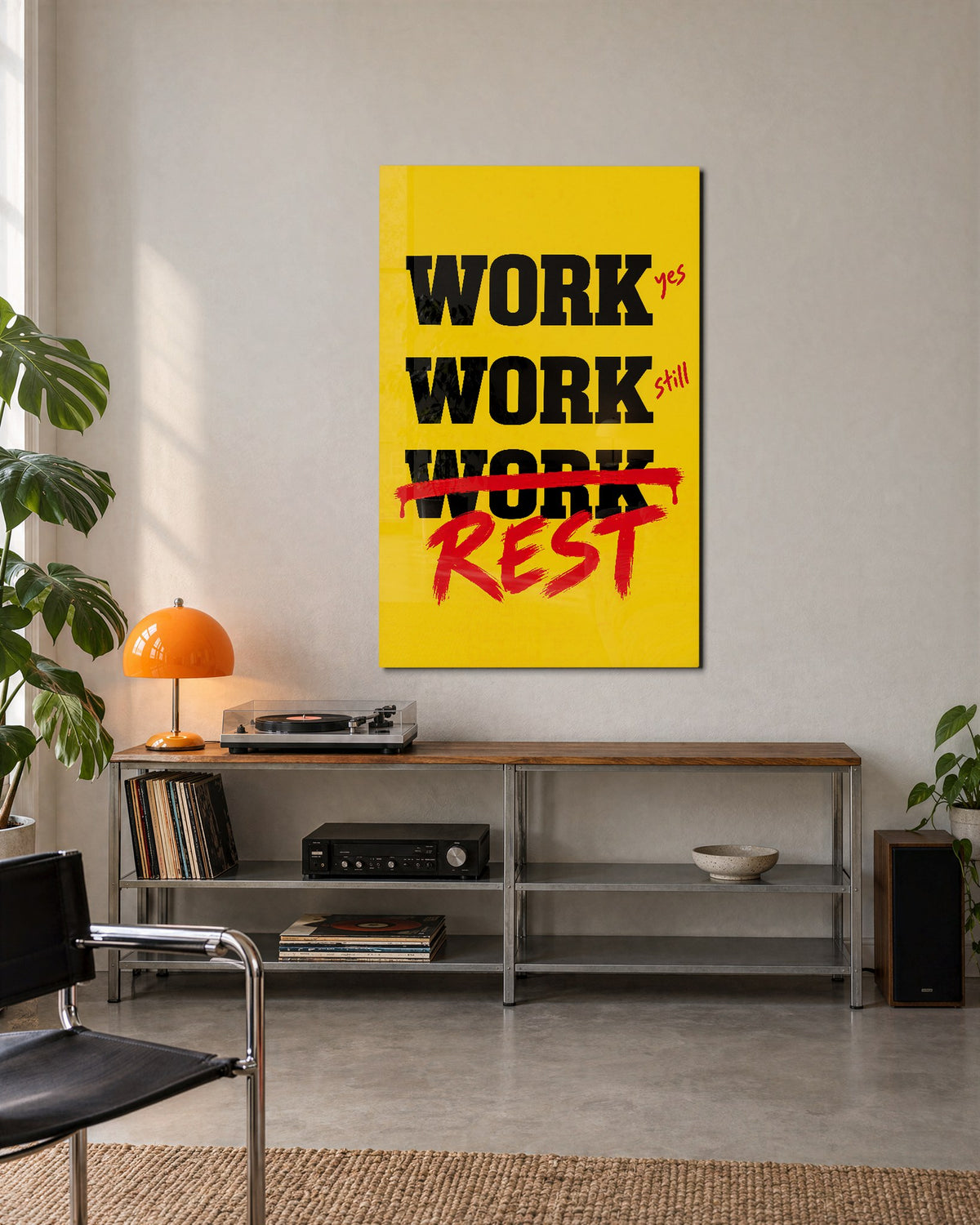 Out of Office Memo glass wall art, lifestyle view