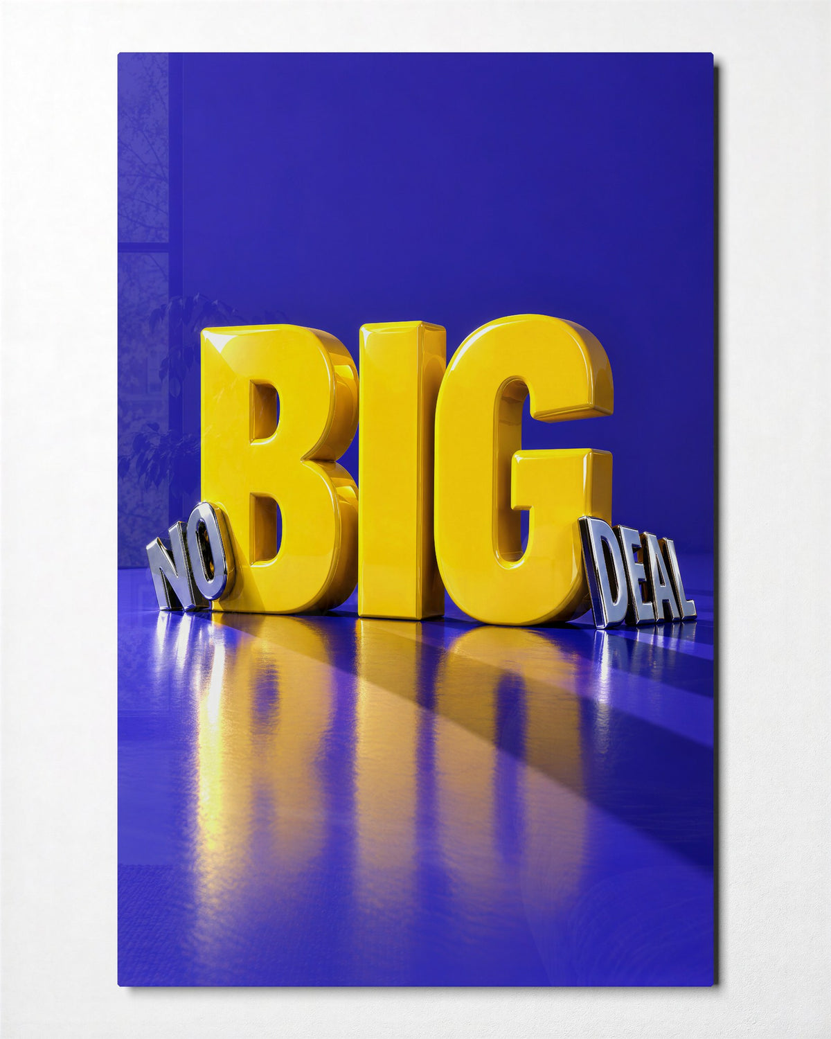 The Loud Middle Word glass wall art, front view