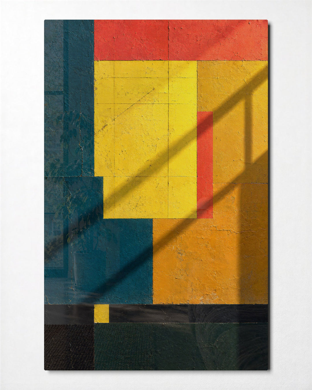 Shadows on Painted Squares glass wall art, front view