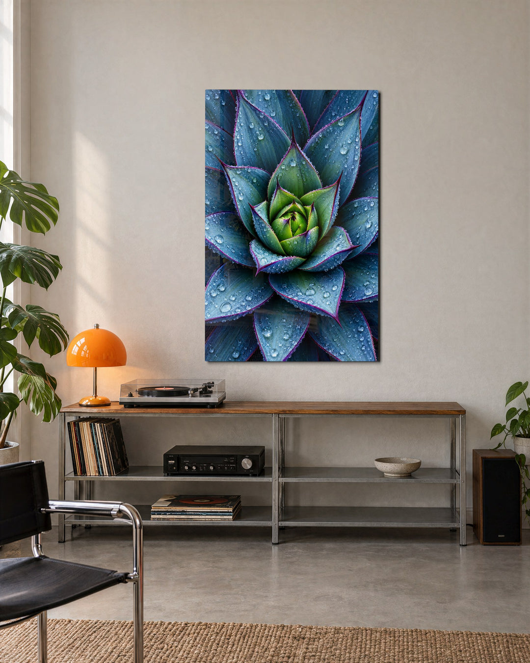 Spiky and Soaked glass wall art, lifestyle view