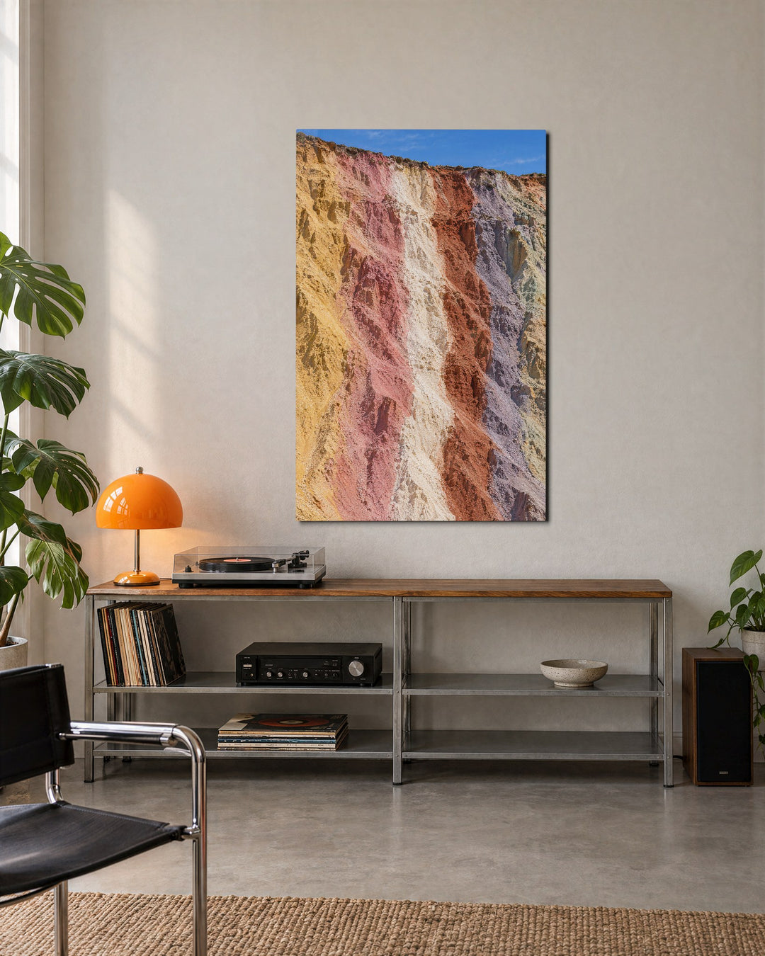 Stripes, Top to Bottom glass wall art, lifestyle view