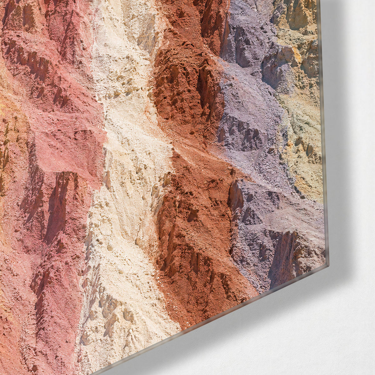 Stripes, Top to Bottom glass wall art, corner view