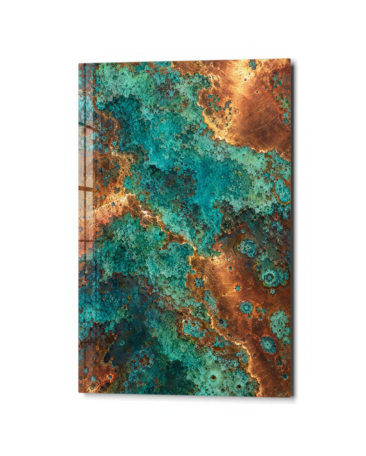 Patina Wins glass wall art, studio view