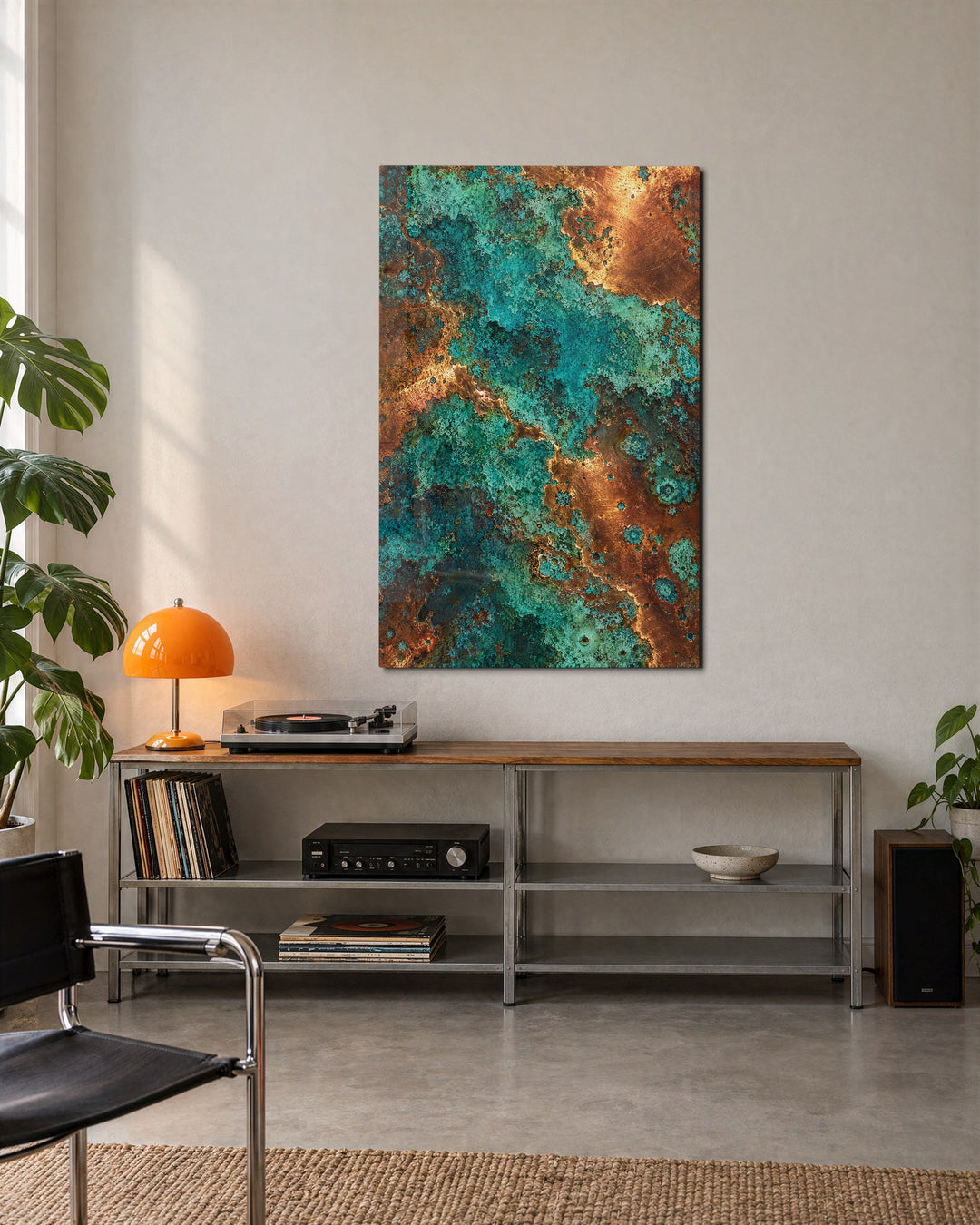 Patina Wins glass wall art, lifestyle view