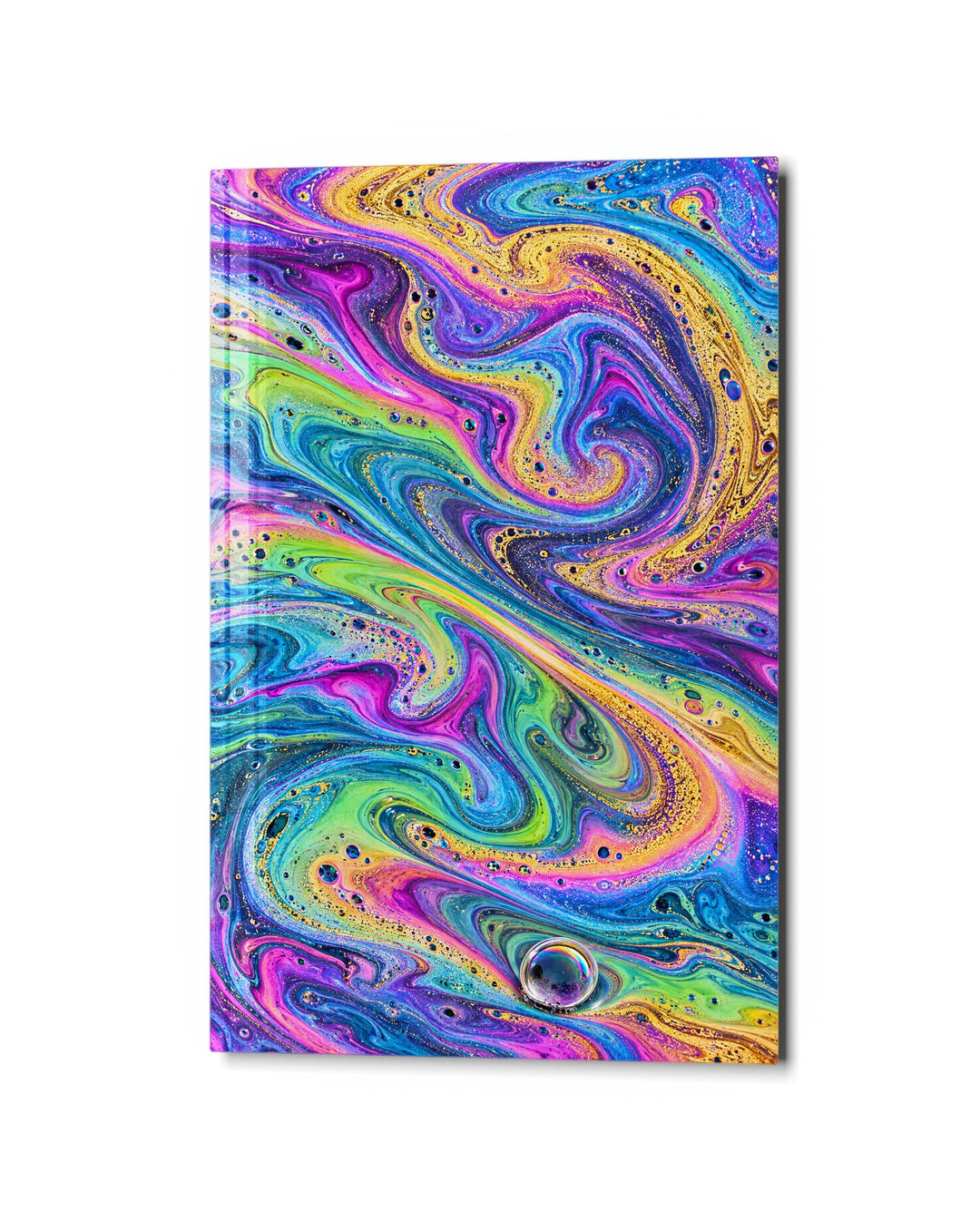 Bubble Surface Study glass wall art, studio view