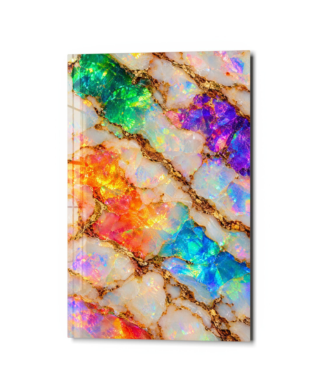 Fire in the Stone glass wall art, studio view