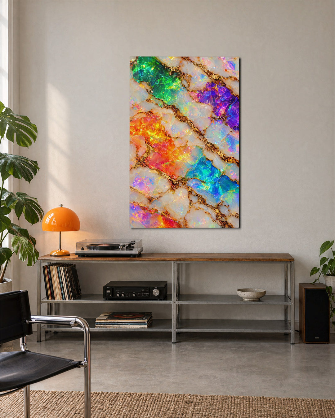 Fire in the Stone glass wall art, lifestyle view