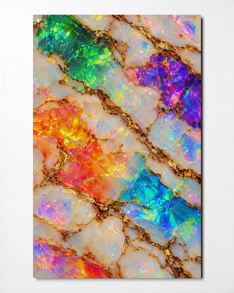 Fire in the Stone glass wall art, front view
