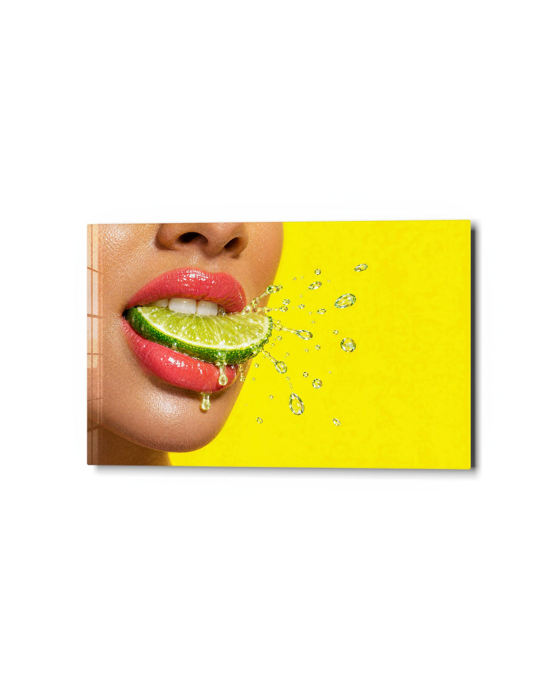 Bite of Citrus glass wall art, studio view