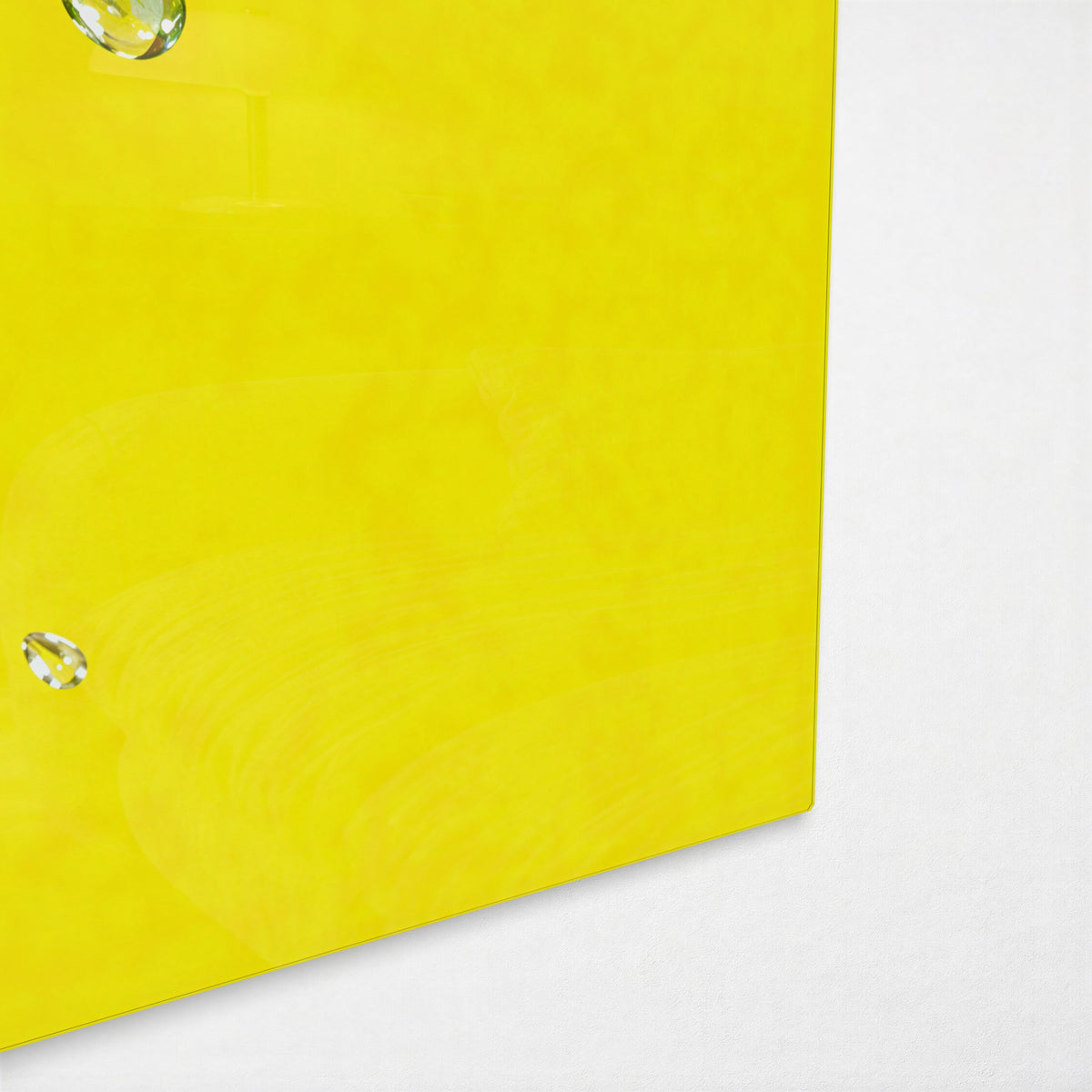 Bite of Citrus glass wall art, corner view