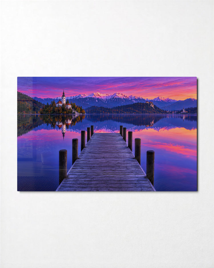 Pink Sky, Little Chapel glass wall art, front view