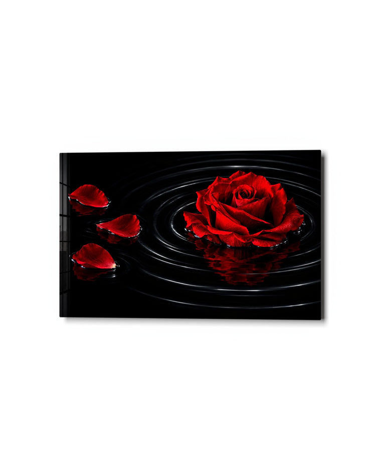 One Flower, Many Rings glass wall art, studio view