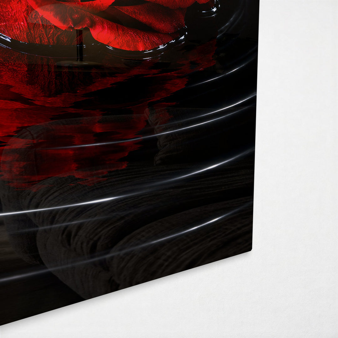 One Flower, Many Rings glass wall art, corner view