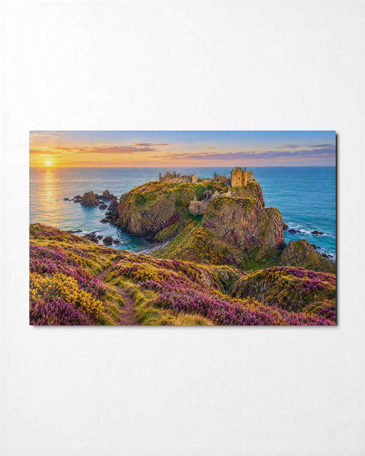 Ruin on the Headland glass wall art, front view