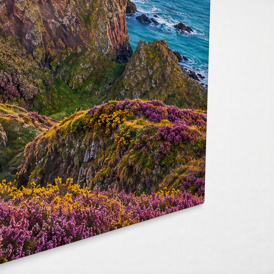 Ruin on the Headland glass wall art, corner view