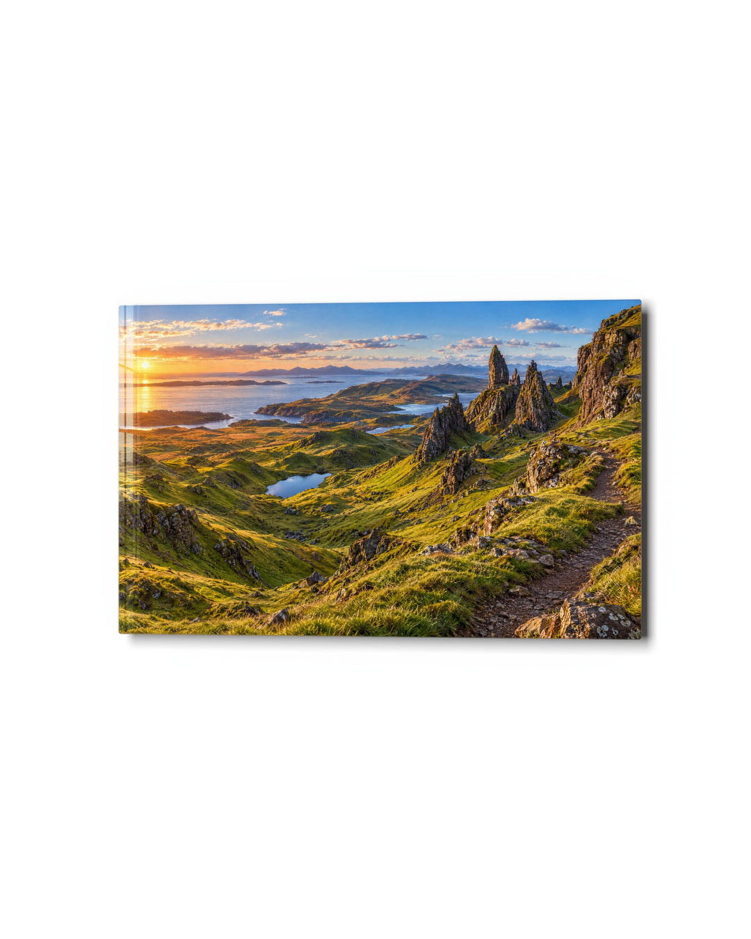 Craggy Peaks, Gilded Sea glass wall art, studio view