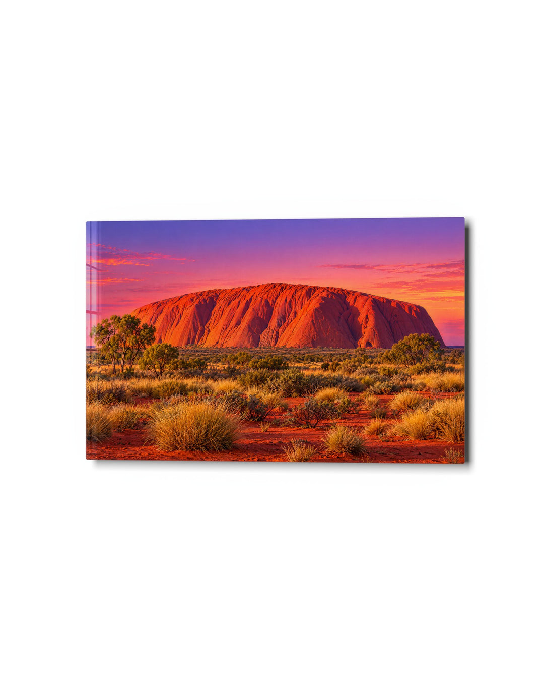 Great Red Monolith glass wall art, studio view