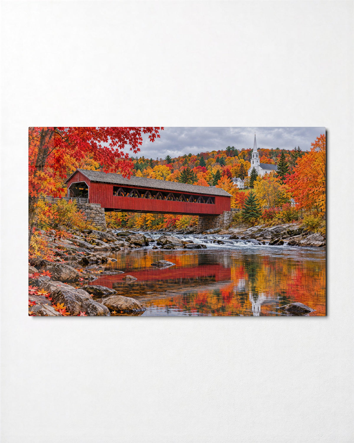 New England, Turned Up glass wall art, front view