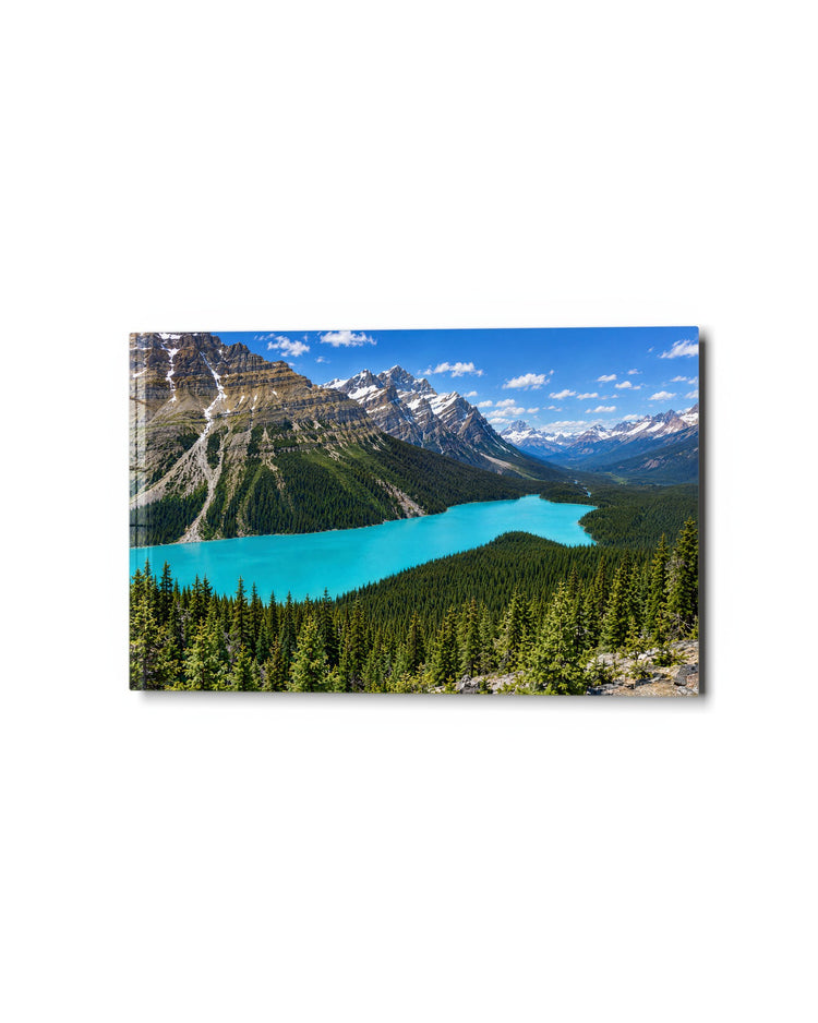 Glacier Water, Mountain Bowl glass wall art, studio view