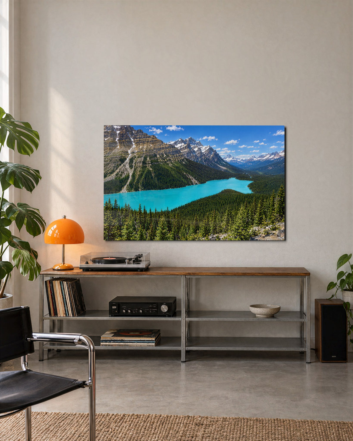 Glacier Water, Mountain Bowl glass wall art, lifestyle view