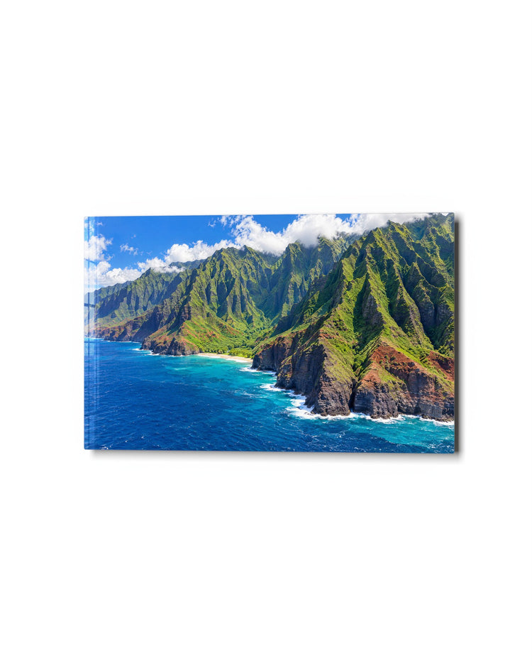 Hawaii's Green Teeth glass wall art, studio view