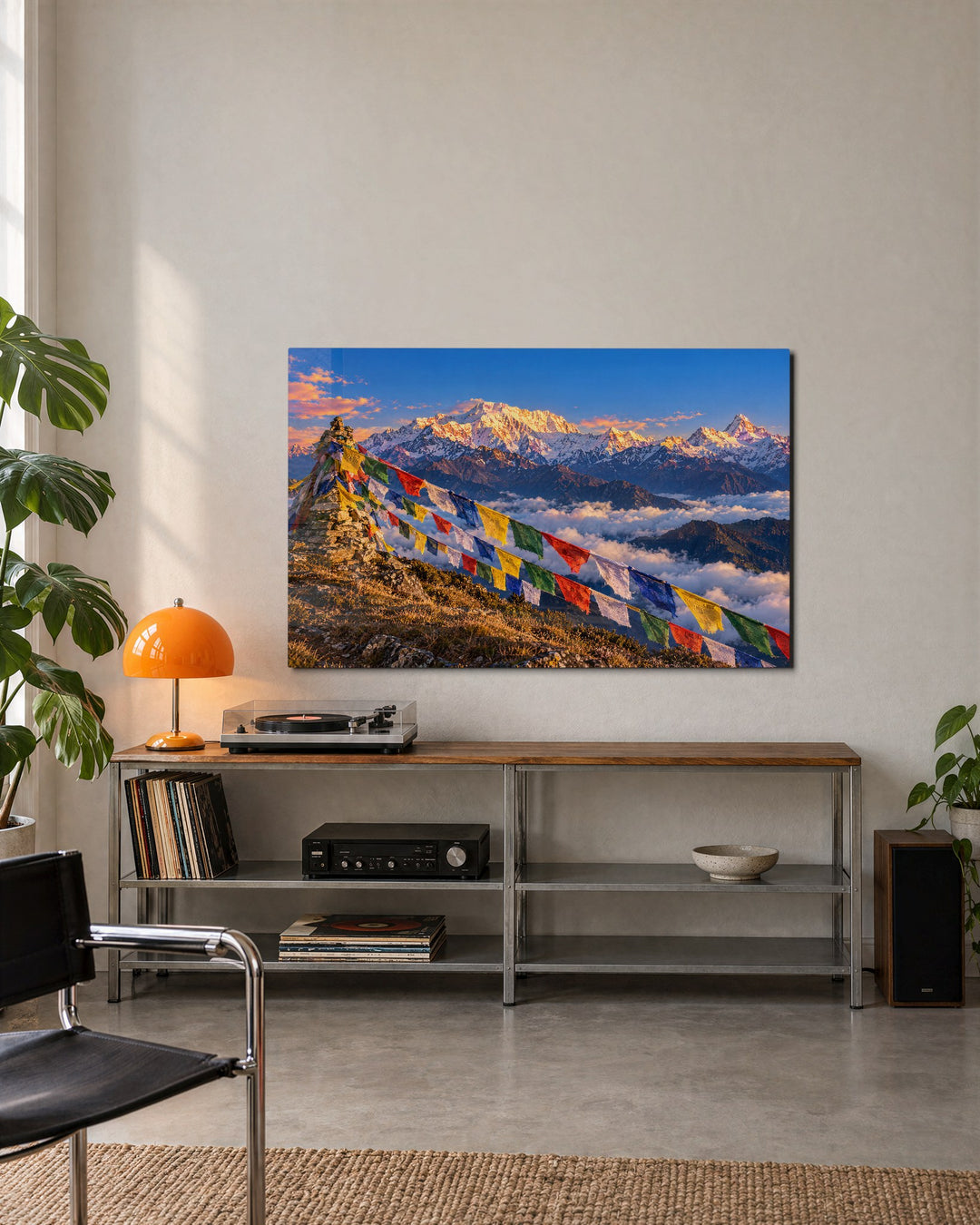 Pennants Over the Haze glass wall art, lifestyle view