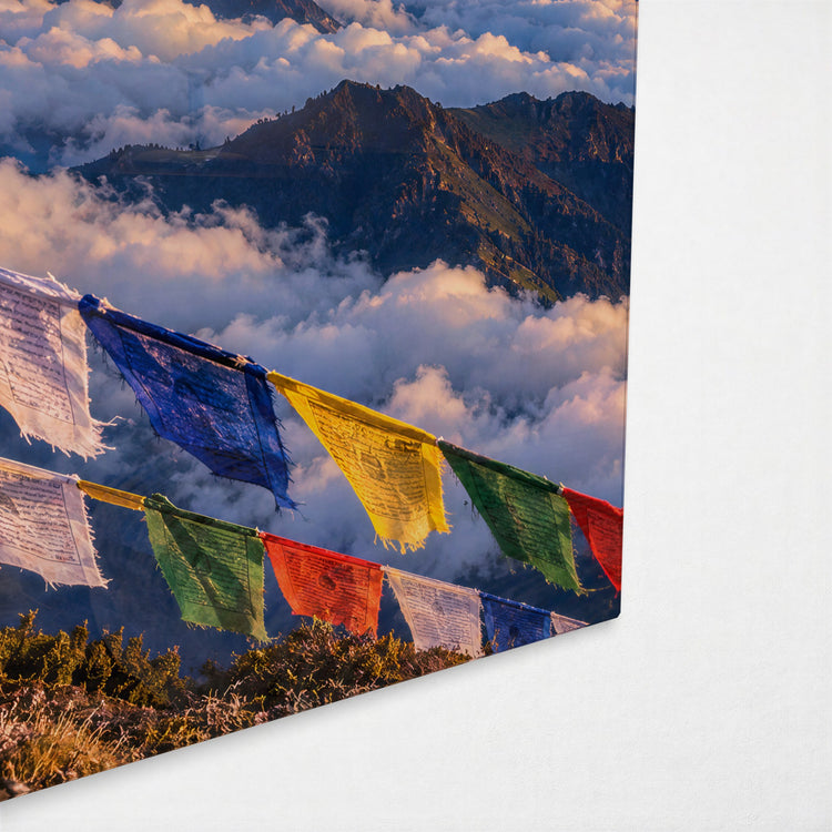 Pennants Over the Haze glass wall art, corner view