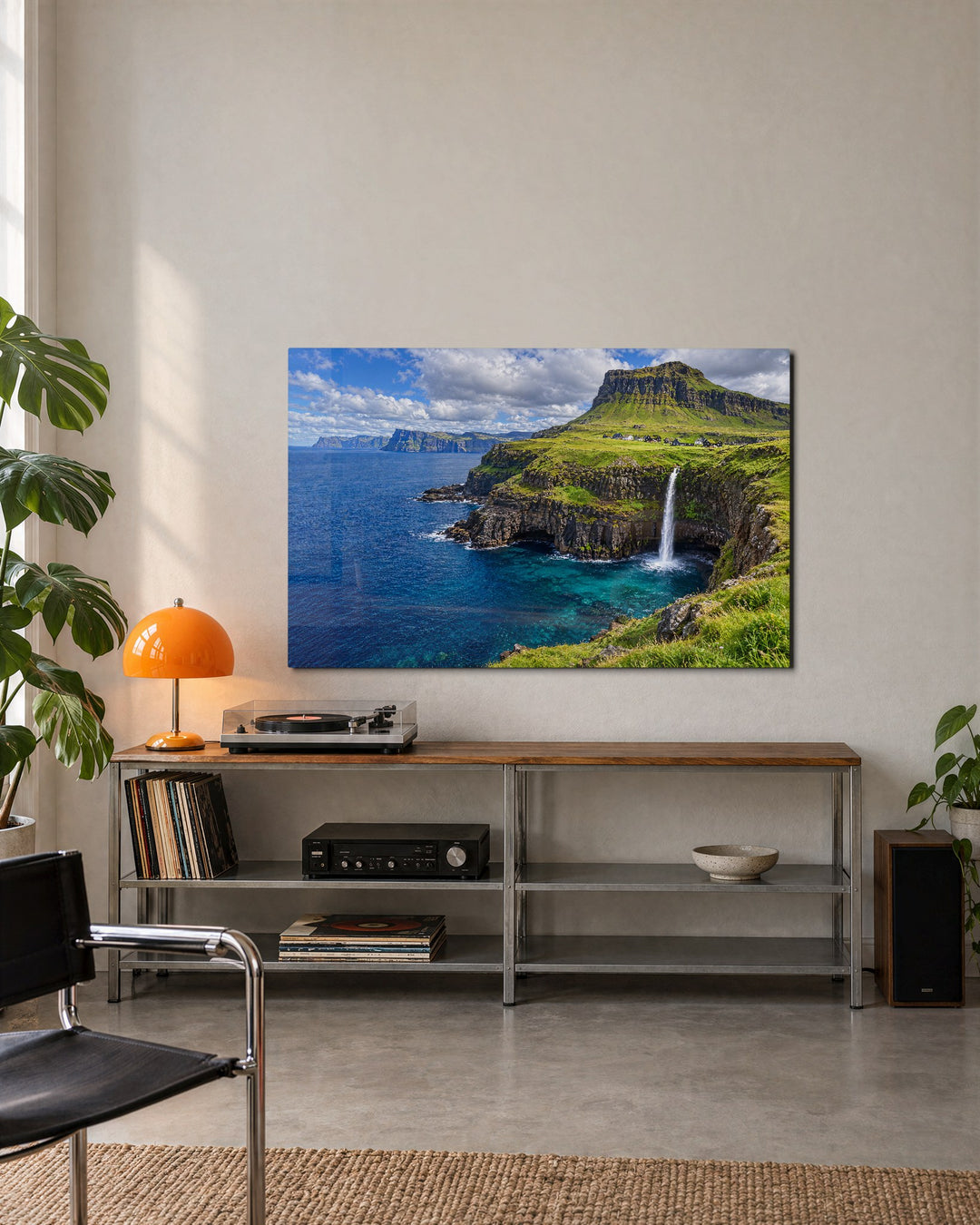 Cliff, Falls, Cove glass wall art, lifestyle view