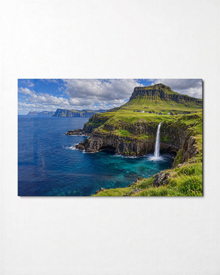 Cliff, Falls, Cove glass wall art, front view
