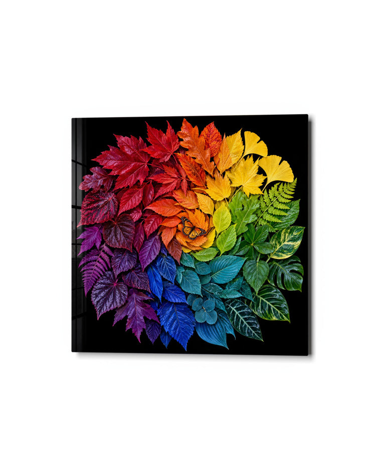 Color Wheel of Foliage glass wall art, studio view