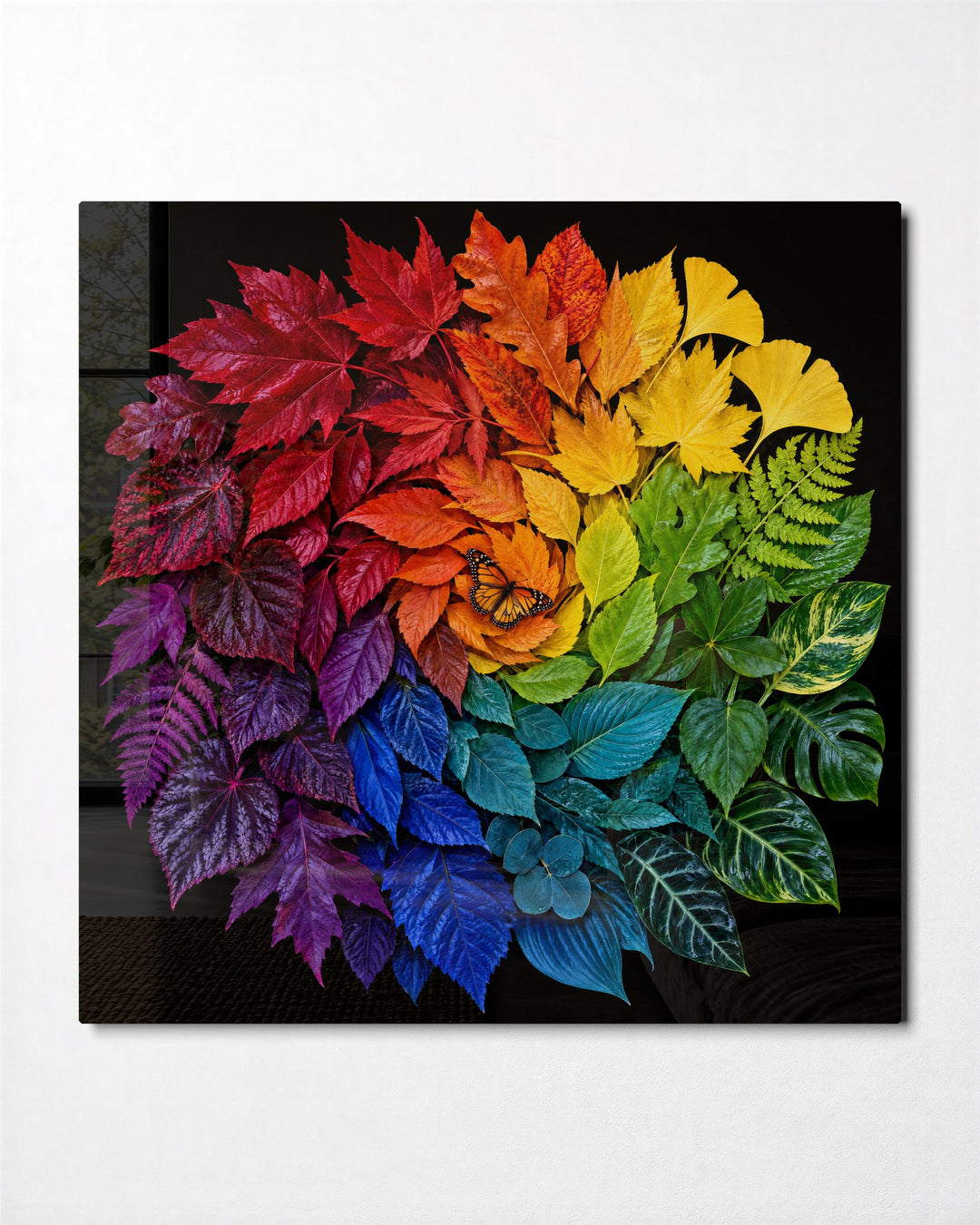 Color Wheel of Foliage glass wall art, front view