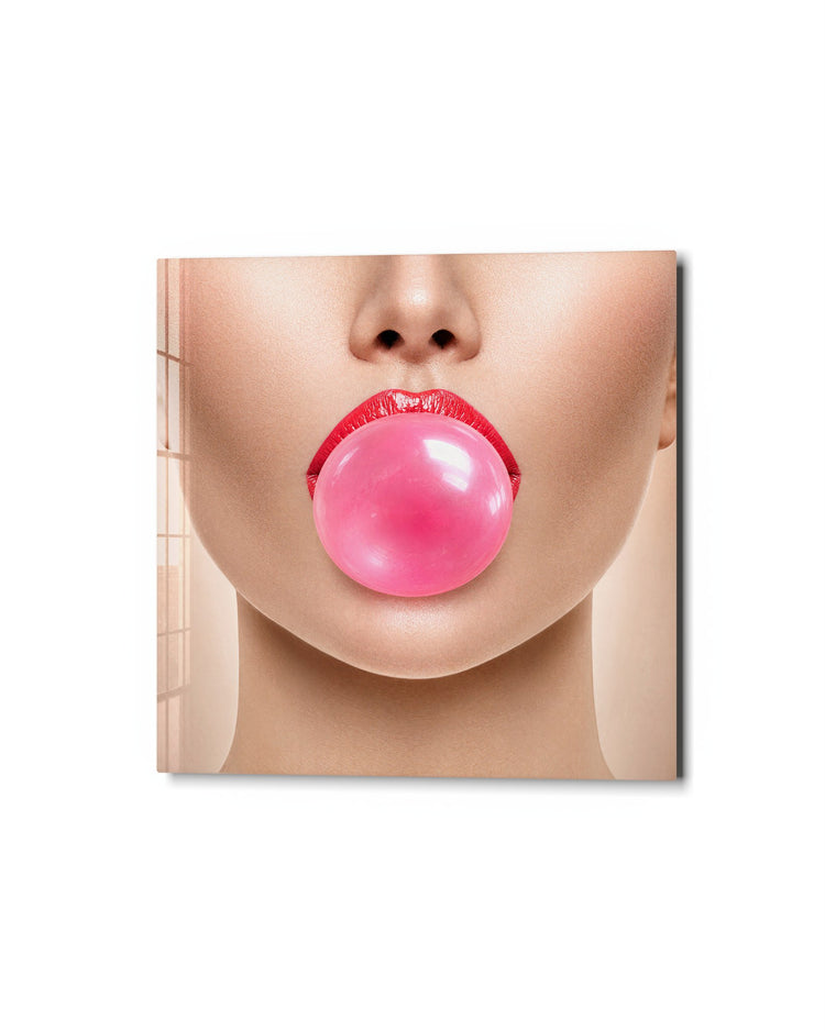 Pop Goes the Pink glass wall art, studio view