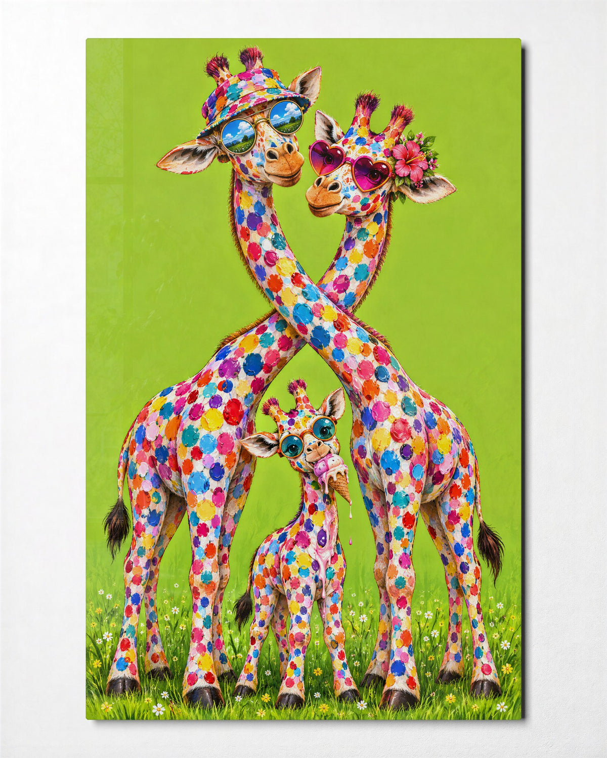 Spots, Shades, Ice Cream glass wall art, front view
