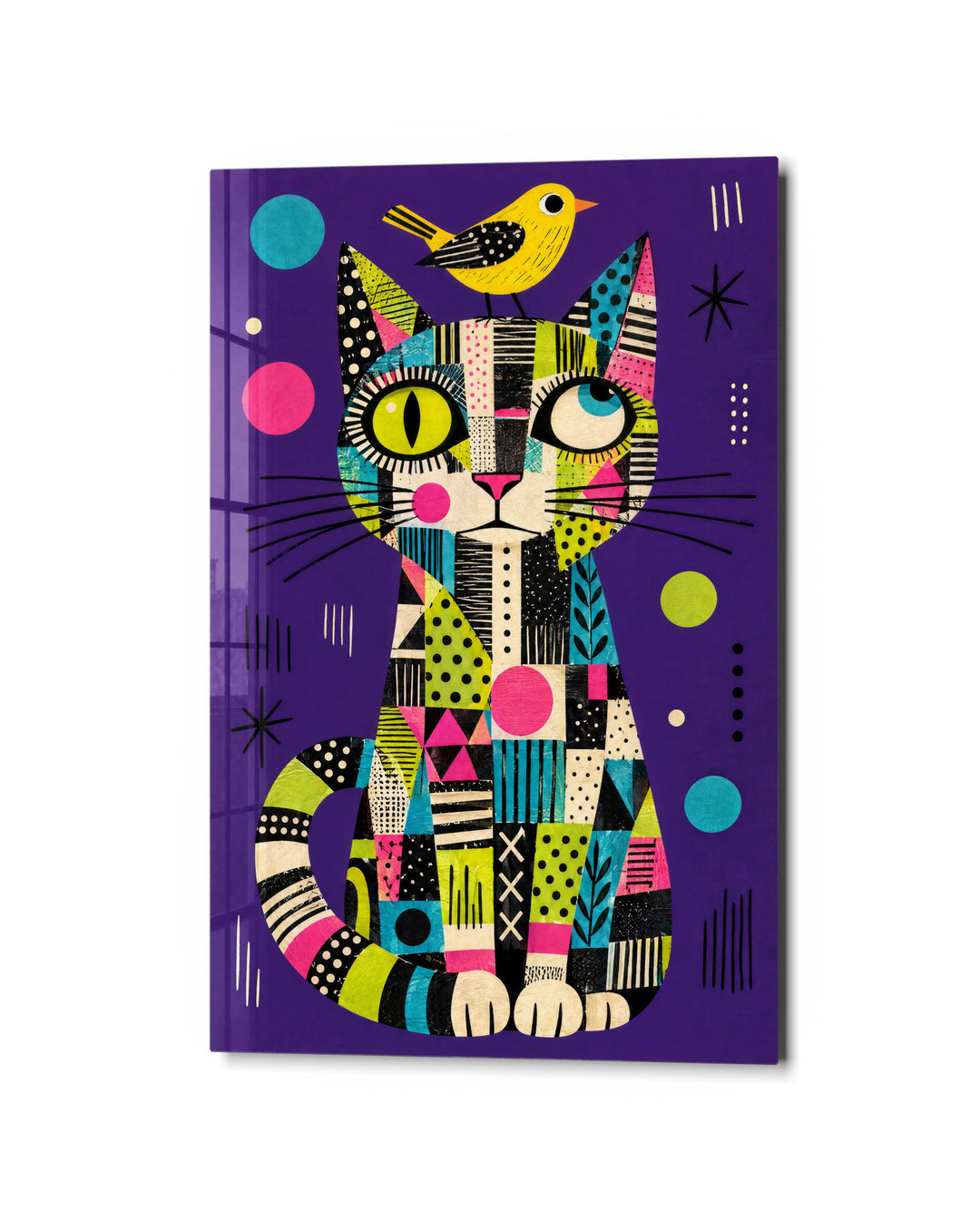 Quilted Pet, Tiny Rider glass wall art, studio view