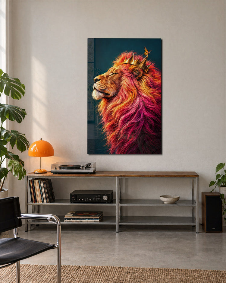 Eyes Closed, Mane Blazing glass wall art, lifestyle view