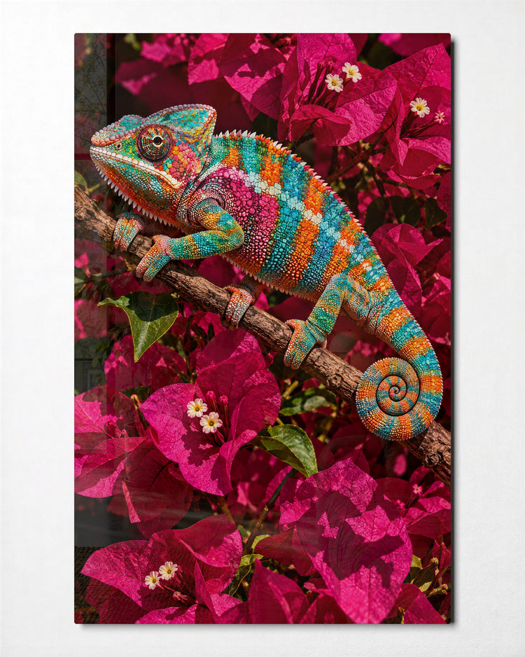 Patterned in Pink Blossoms glass wall art, front view