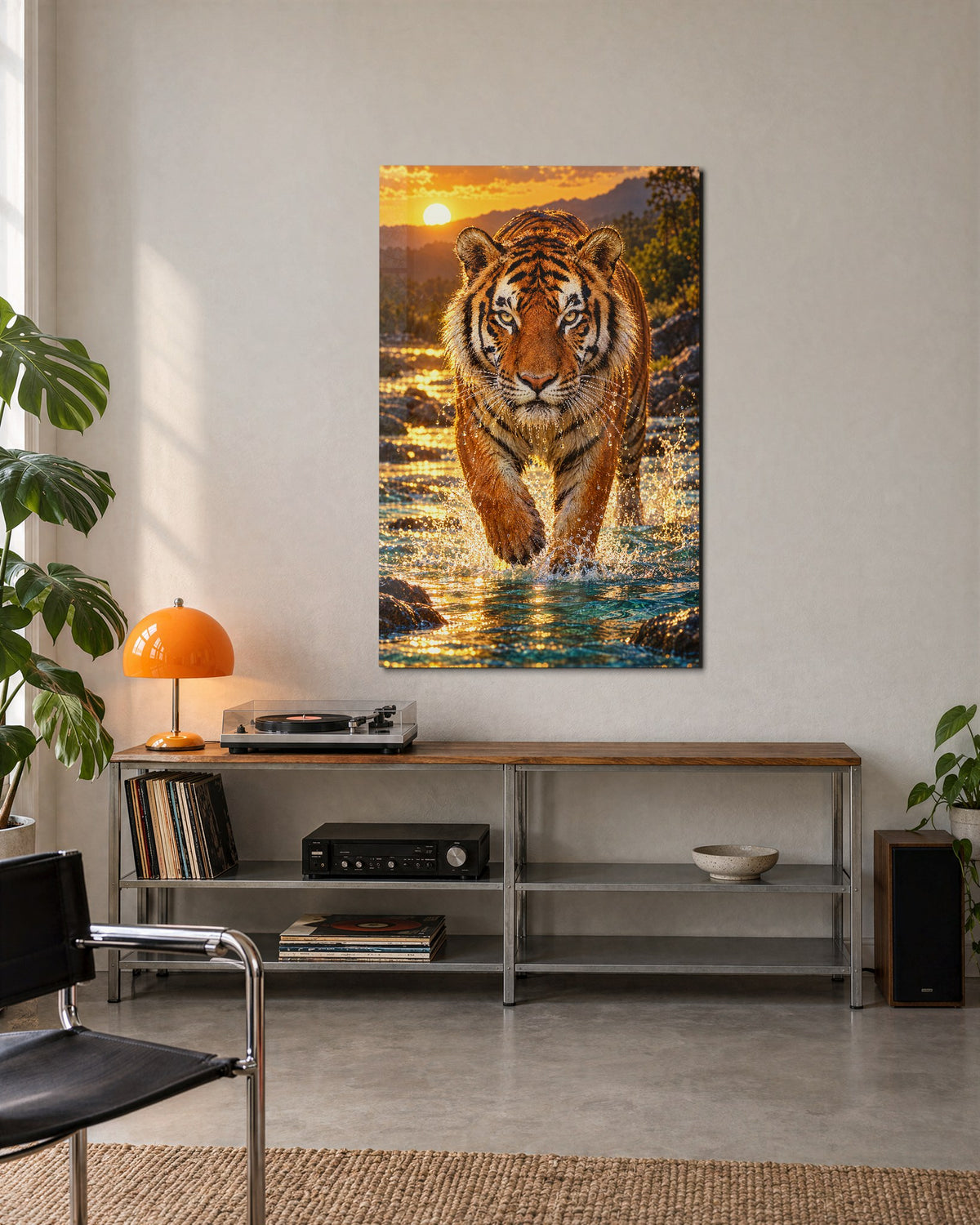Wading Toward You glass wall art, lifestyle view