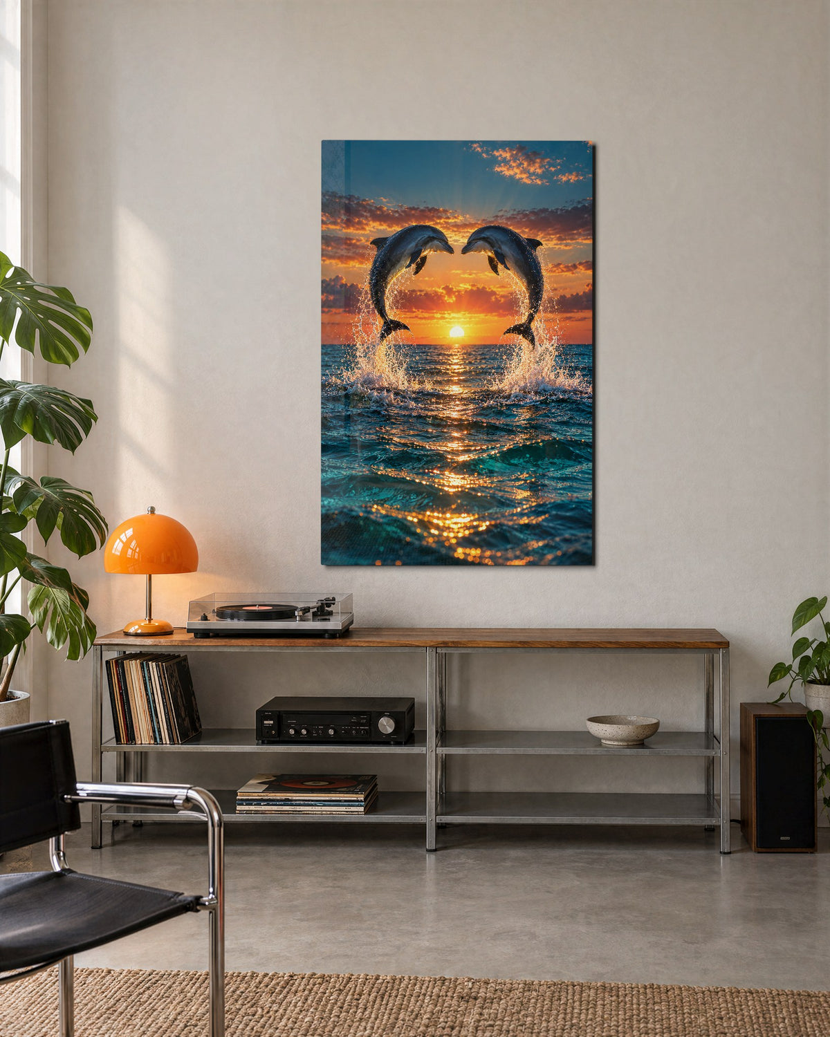 Heart of Water glass wall art, lifestyle view