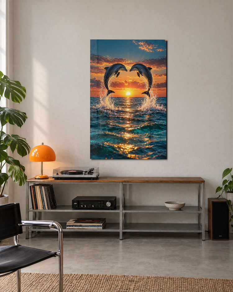 Heart of Water glass wall art, lifestyle view